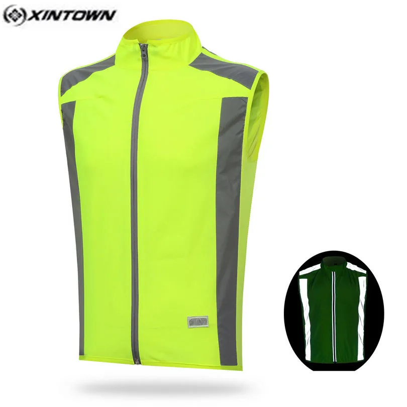 XINTOWN Green Ciclismo Bike Jersey Men Cycling Reflective Sleeveless Summer Winter Bicycle Jersey Keep Dry MTB Shirts Top