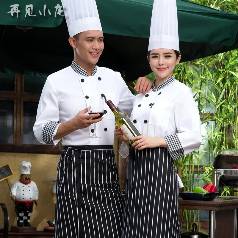 

Chef Wear Long Sleeved Hotel Chef Service Waiter Waitress Uniform Hotel Kitchen Chef Uniform Bread Baking Work Wear B-5565