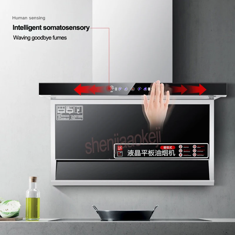 غطاء فوق البوتاجاز لإخراج الأدخنة الحسية الجسدية اللمس من نوع LCD طباخ هود الجانب العلوي مزدوجة شفط نوع كبير شفط غطاء فوق البوتاجاز لإخراج الأدخنة 220 فولت 240 واط 1 قطعة