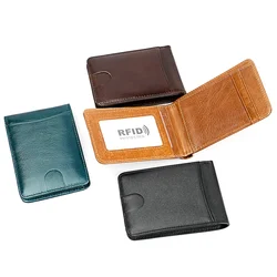 RFID Blocking Genuine Leather Short Man Wallet Mini Women Money Bag Cowhide Men's Credit Card Holder Small Purse For Male