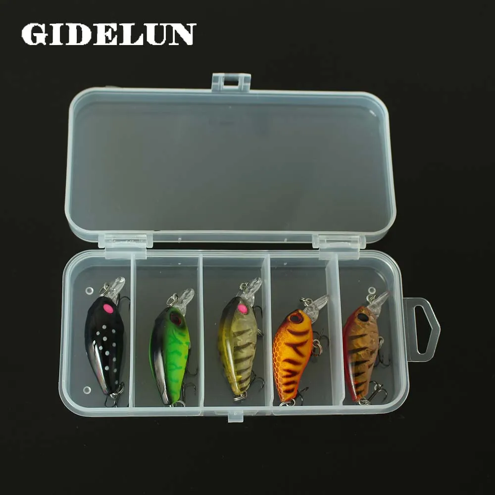 

free shipping 5pcs hard lure set crankbait 45mm/3.3g VMC hook plastic fishing bait minnow lure