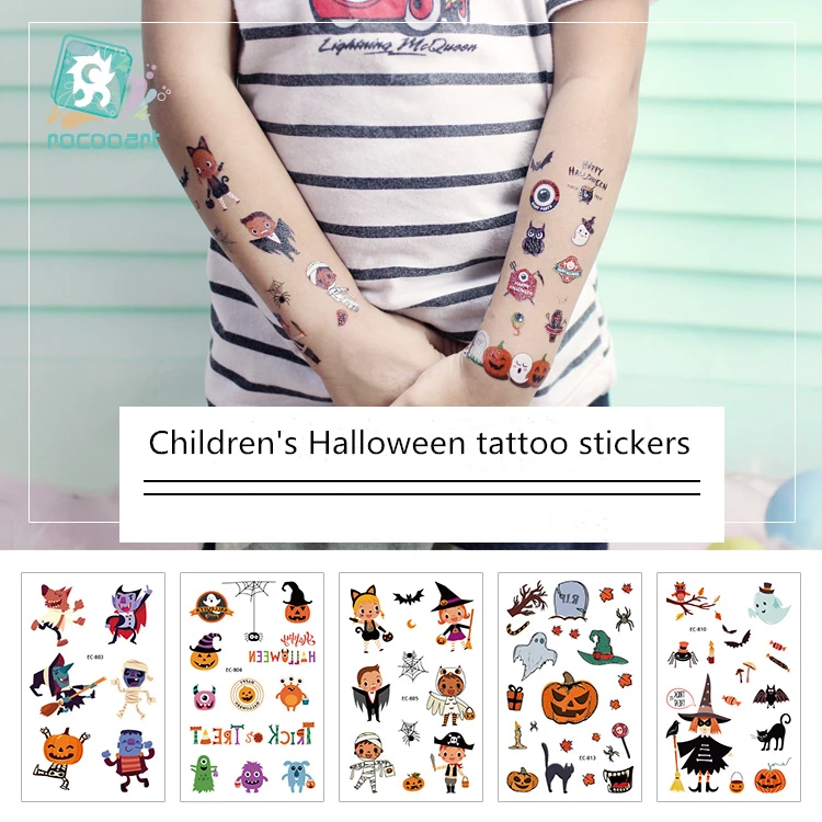 

The latest Halloweens Temporary tattoo stickers, Horrible Pumpkin Head Design For Boys and Girls Cartoon Tattoo