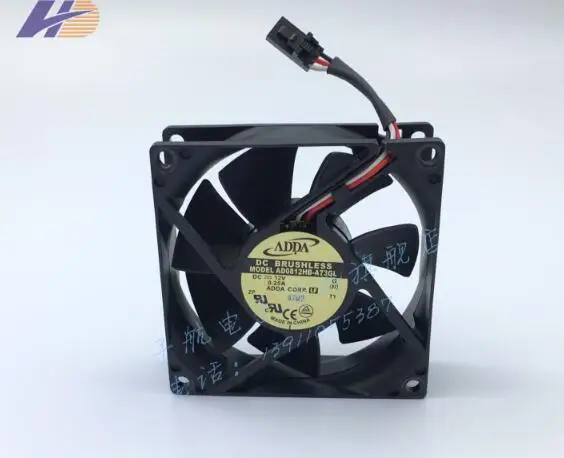 Original ADDA AD0812HB-A73GL 80*80*25 12V 0.25A  three wire chassis fan