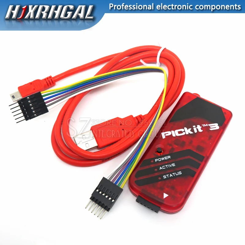 

1PCS PICKIT3 PIC Kit3 Simulator PICKit 3 Programmer Emluator Red Color w/USB cable Dupond Wire