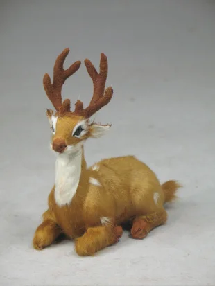 simulation animal sika deer model toy,12x12cm prone Reindeer toy polyethylene & furs resin handicraft,decoration gift d0185