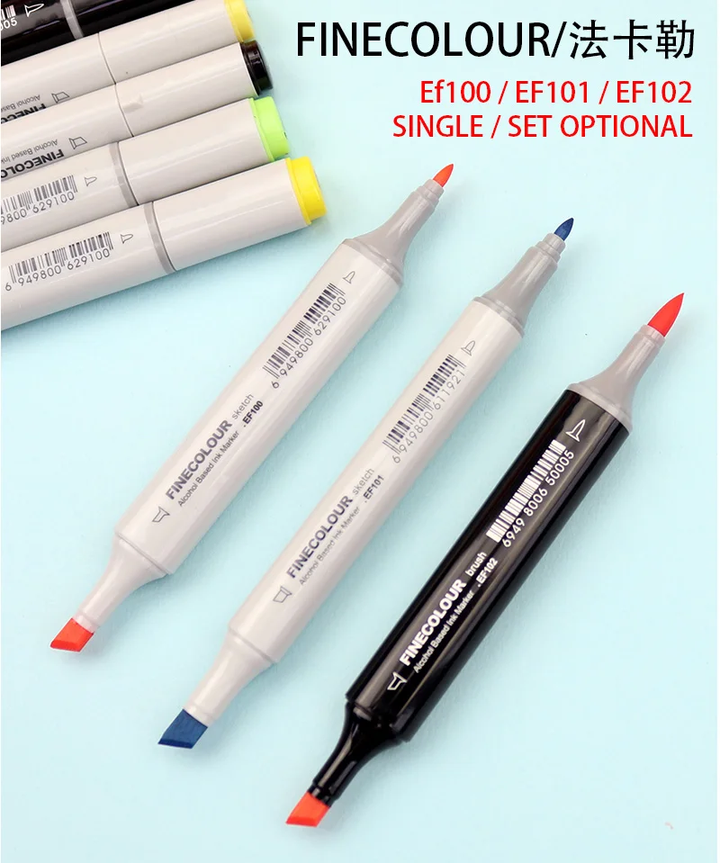 FINECOLOUR Handbemalte Marker EF100/EF101/EF102 Kunstmarker-Set, Doppelkopf, öliger Skizzenstift auf Alkoholbasis, Kunstmalzubehör – Detail 4