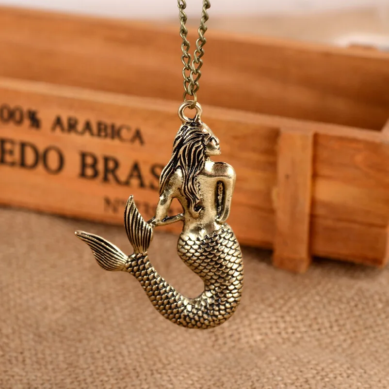 Hot New Mermaid necklace Women Fashion Cute  Retro pendant Necklace Mermaids Party Gift Jewelry N1045