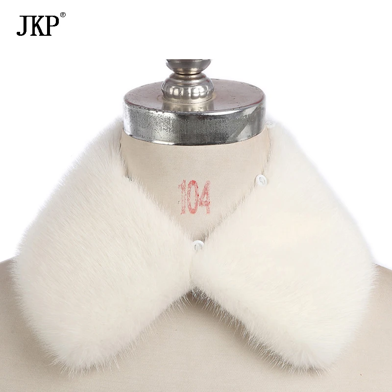 JKP-bufanda de piel de visón Real para hombre y mujer, cuello de piel de visón Natural de punto, abrigo cálido, bufanda de piel de visón para