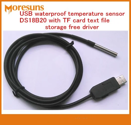 Fast Free Ship USB waterproof temperature sensor DS18B20 with TF card text file storage free driver