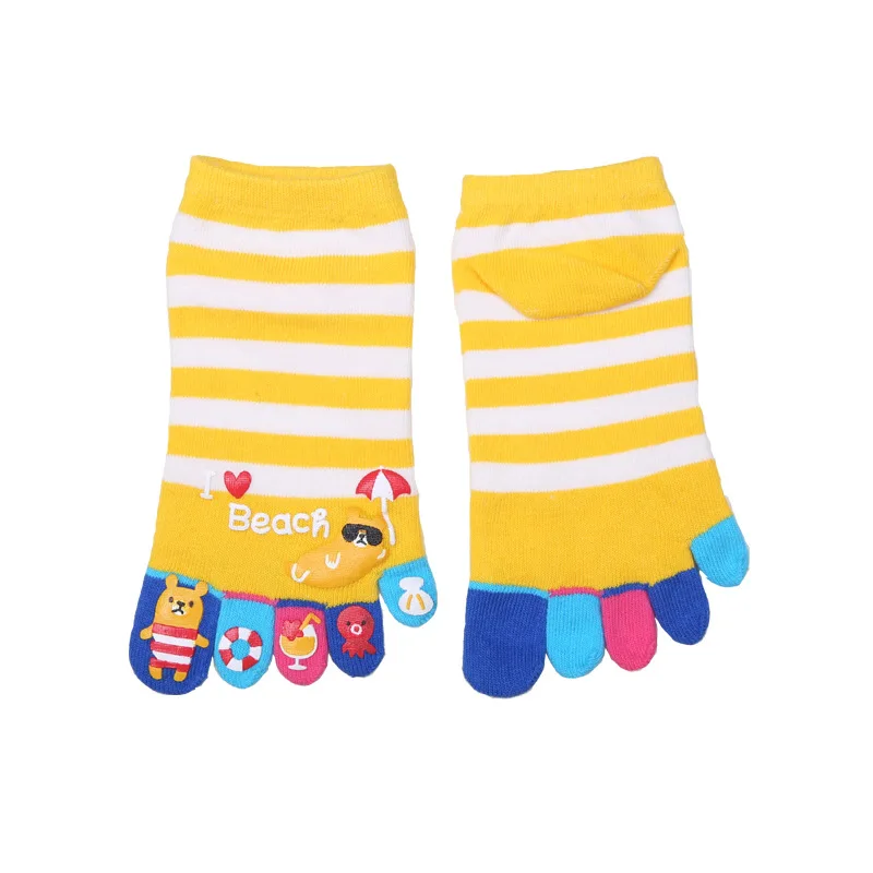 

5 Pairs Women Novelty Harajuku Socks Cute 5 Fingers Socks With Separate Toes