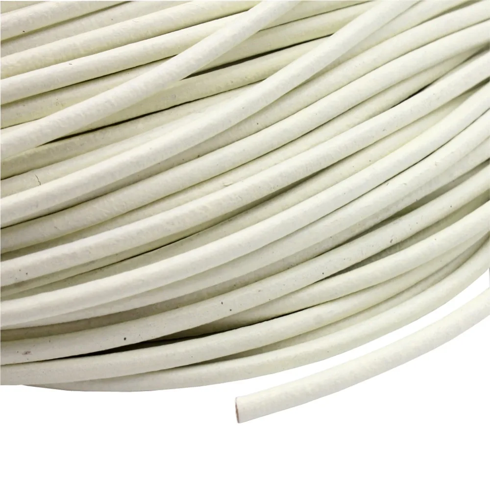 

Aaazee 5 Yards 3mm Round Milk White Genuine Leather Cord for Neckalce Bracelet Making Jewelry Beading