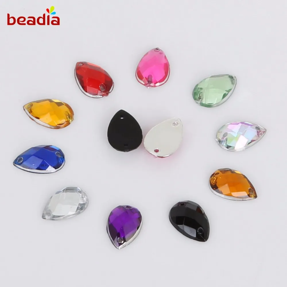 Nieuwe 8*13mm 100 Stuks 10 Kleuren Kristal DR vorm Strass 2 Gaten Plaksteen Acryl Strass Voor Jurk Kleding Naaien Craft