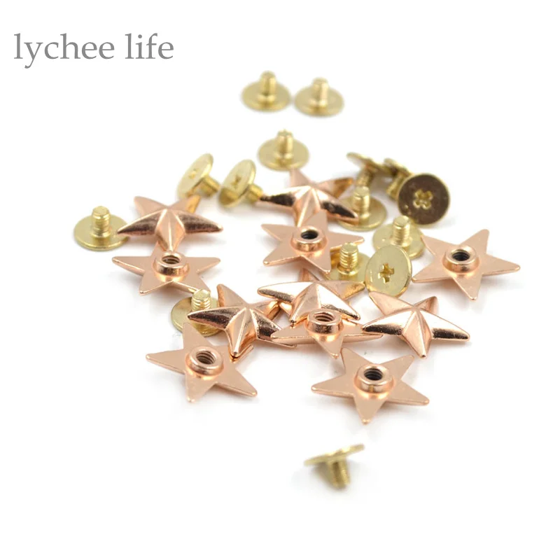 10pcs/Lot Star Screw Studs Rivet Nail Leather Screw Rivet for Leathercraft Shoes Bag Belt Garment Accessories