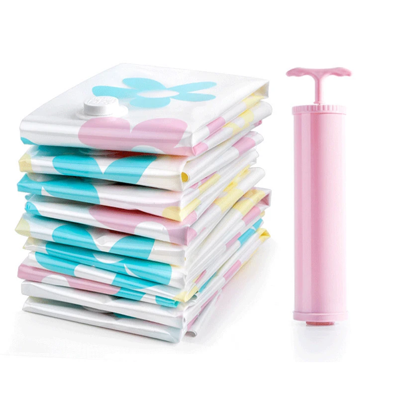 

11pcs/set Thickened Vacuum Storage Bag Vacuum Compressed Bag with Hand Pump Reusable Blanket Clothes Bag closet Organizer