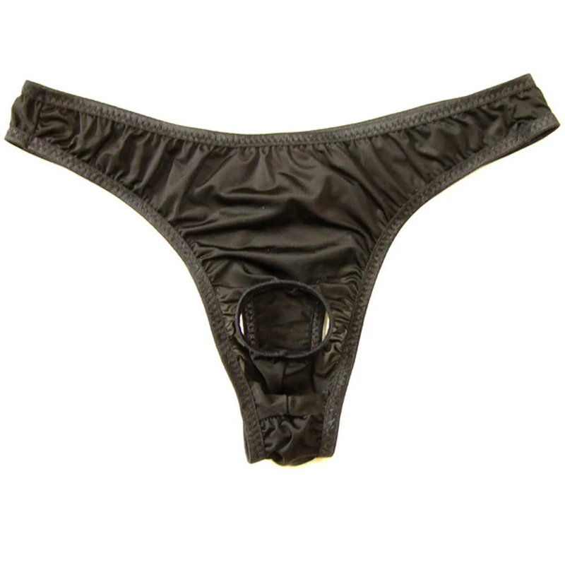 Nueva ropa interior abierta para hombre, Tanga Sexy, ropa interior translúcida de seda helada, espalda en T, ropa interior elástica para hombre, suspensorio gay