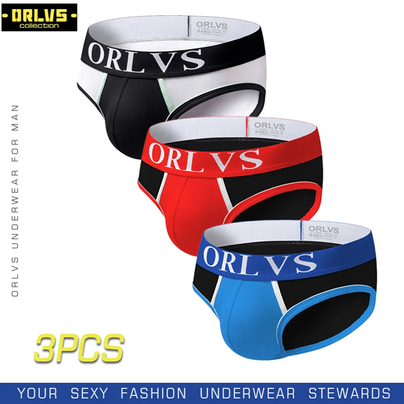 ORLVS 3PC/LOT Brand Breathable Men Underwear Gay Briefs Male Panties Nylon Cueca Tanga Comfortable Underpants Mesh Men Briefs