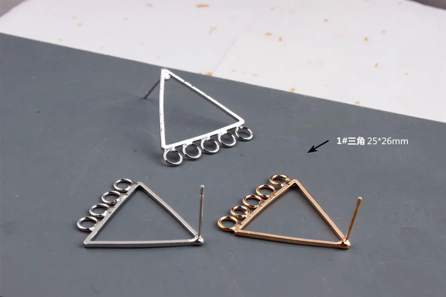 Copper DIY Korean temperament earring material, fashion simple triangle, circle long strip, earring fittings