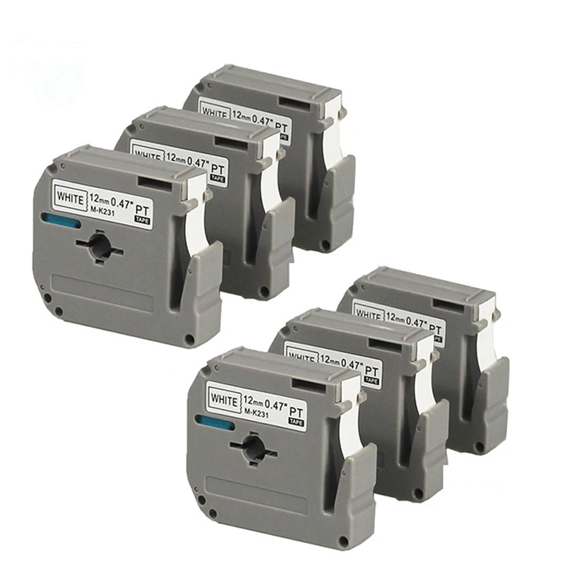 6 шт./лот, лента для этикеток принтера Brother P-touch Brother m-k231 mk231 MK-231 черный на белом 12 мм * 8 м для PT-80 PT-70