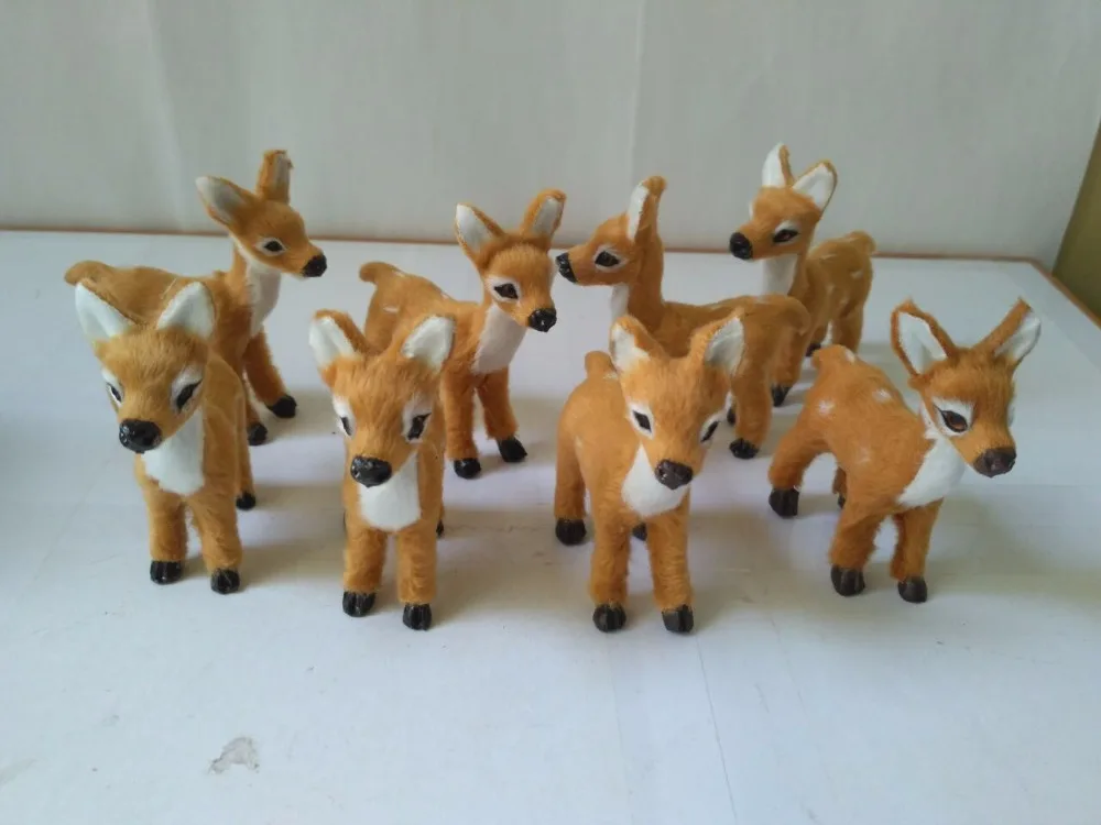 

mini 7x8cm sika deer model one lot/8 pieces,polyethylene&faux furs deers handicraft prop,home decoration toy gift a1858