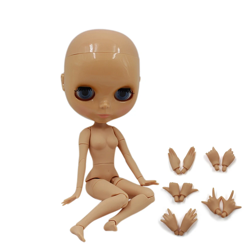 Blyth doll joint body tan skin without wig Suitable for transforming the wig and make up for her about 30cm girl boy doll