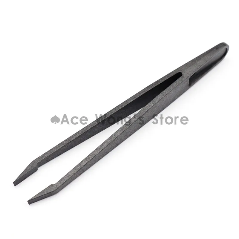 Portable Black Straight Bend Anti-static Plastic Tweezer Heat Resistant Repair Tool 93305