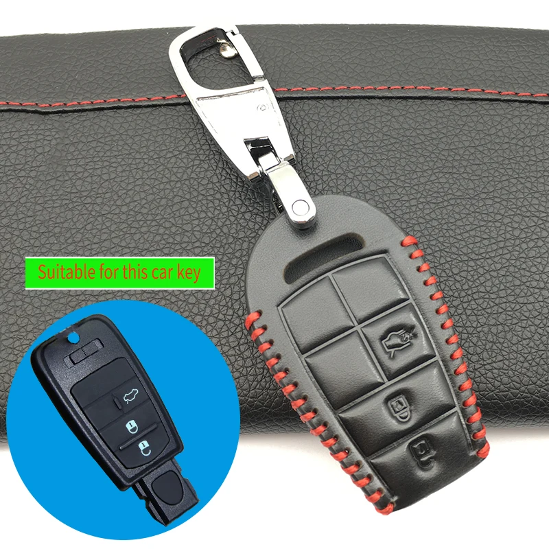 For Fiat Chrysler 300 DODGE JCUV Ddart Jeep Grand Cherokee Compass Patriot Latest 4 Buttons Genuine Leather Car Keys Cover Case