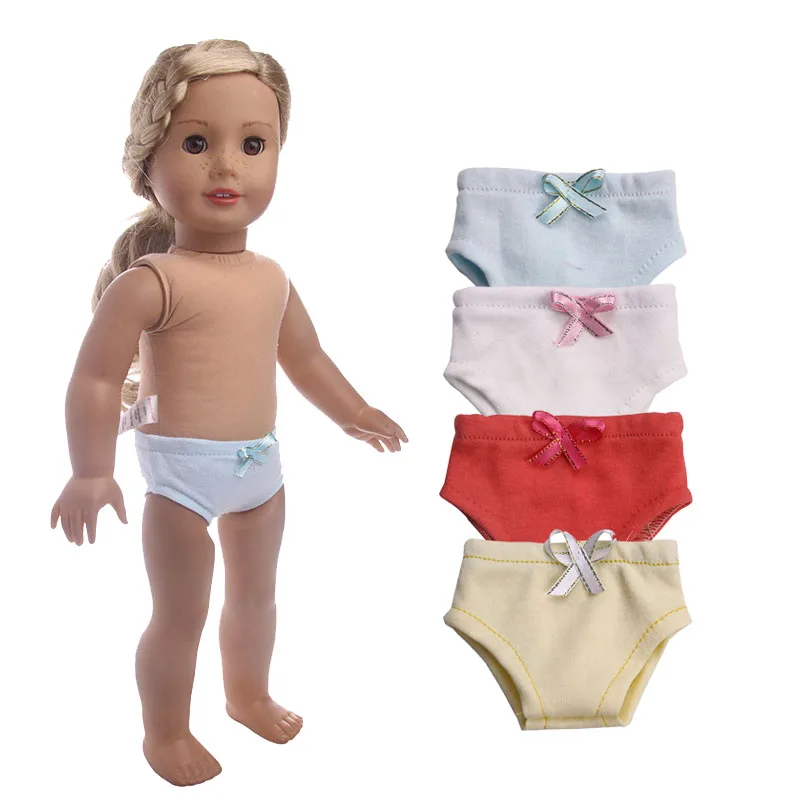 Doll Underpants 4 Colors Handmade Doll Panties with cute bow Fit 18 Inch American & 43 Cm Born Doll Accessories For Generation