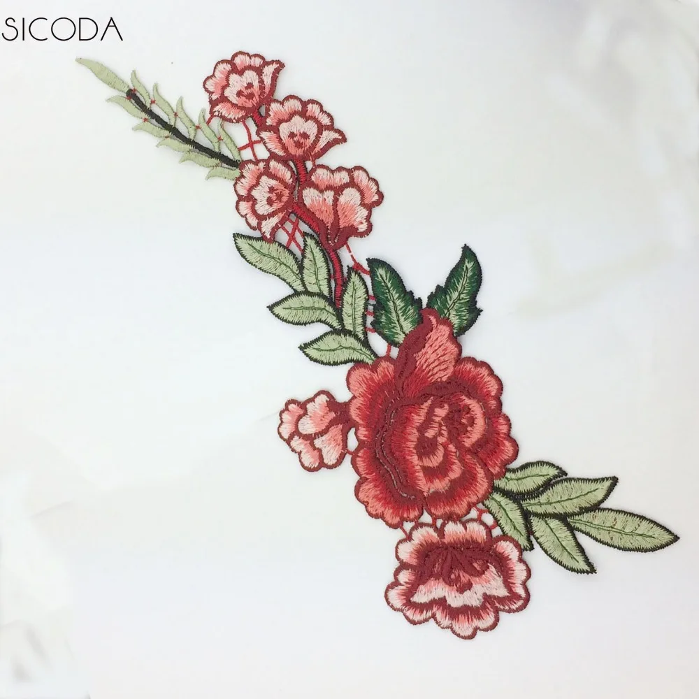 SICODA 6pcs Peony corsage water soluble flower diy clothes accessories embroidery flower clothes sew-on patch NO GLUE