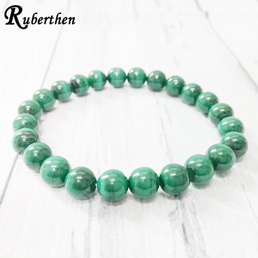 Ruberthen AAA Grand 8 mm Malachite Stacking Bracelet Healing Yoga Mala Beads Bracelet Love Peace Manifestation Jewelry