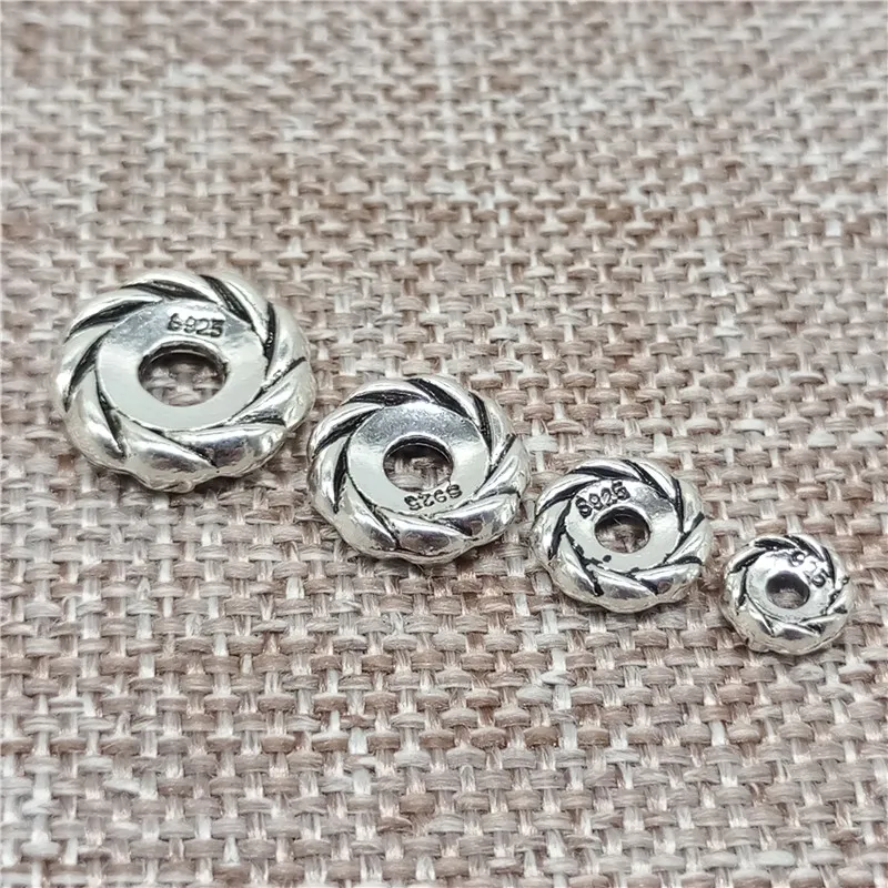 Koraliki dystansowe ze srebra próby 925 6 mm 8 mm 10 mm 12 mm do bransoletki i naszyjnika