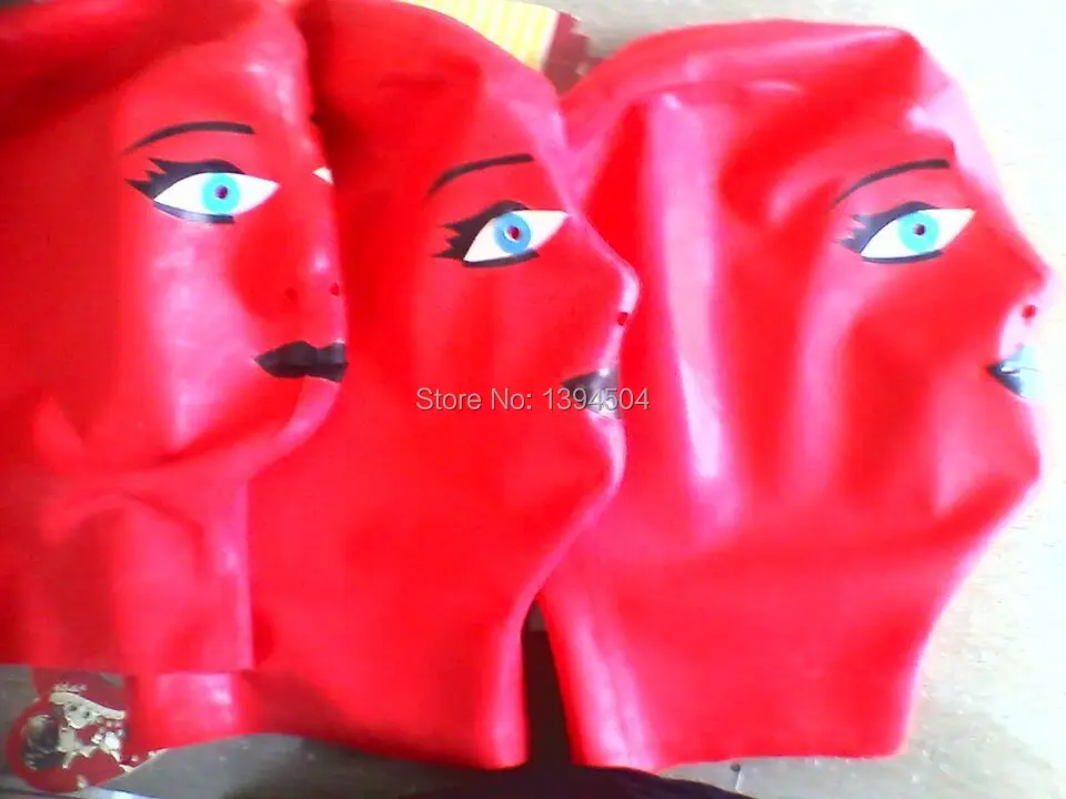 New design Hot exotic Unisex Sexy Lingerie Bodysuit red spliced Women Latex Hoods Mask Hood Fetish uniform Plus Size