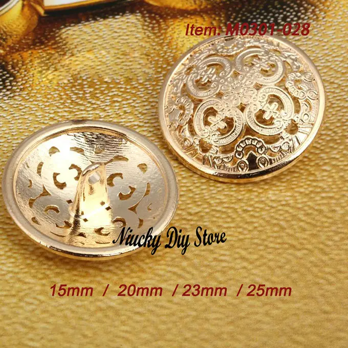 15mm/20mm/23mm/25mm pure metal rose gold button retro hollow suit dust coat small suit coat buttons shank