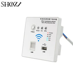 SMART HOME 300M Wall Embedded AP Wireless WIFI Router Wall Socket Panel WiFi Repeater  USB LAN 3G SHOJZJ