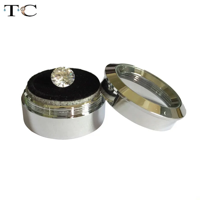 

Wholesale Stainless Steel Round Diamond Display Stone Box Fine Metal gemstone Cases Diamond Jewelry Gift Box 3.4*1.8cm