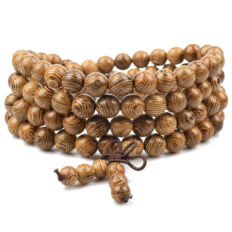 Pulseras108 beads 8mm Natural Sandalwood Buddhist Buddha Wood Prayer Bead Mala Unisex Men Bracelets & Bangles Jewelry Bijoux