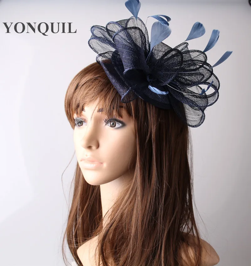 17 Colors Sinamay Hair Fascinator Feather Adorn Hats Headpiece Church Hair Accessory Wedding Hat Suit For All Season SYF238