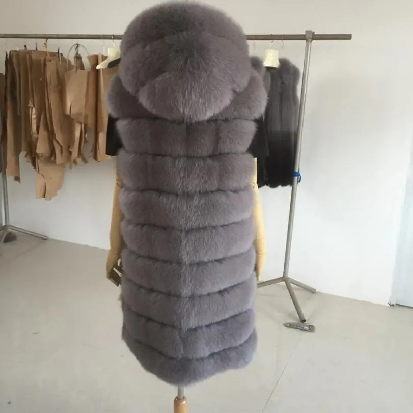 

S-7XL Fashion Longer Faux Fox Mink Fur Vest With Hooded Female Winter Slims X-Long Fluffy Fake Fur Vests Fur Coat Jackets J03