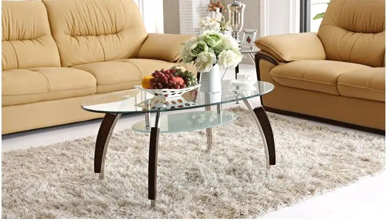 Free shipping stainless steel. Toughened glass. Transparent oval table.