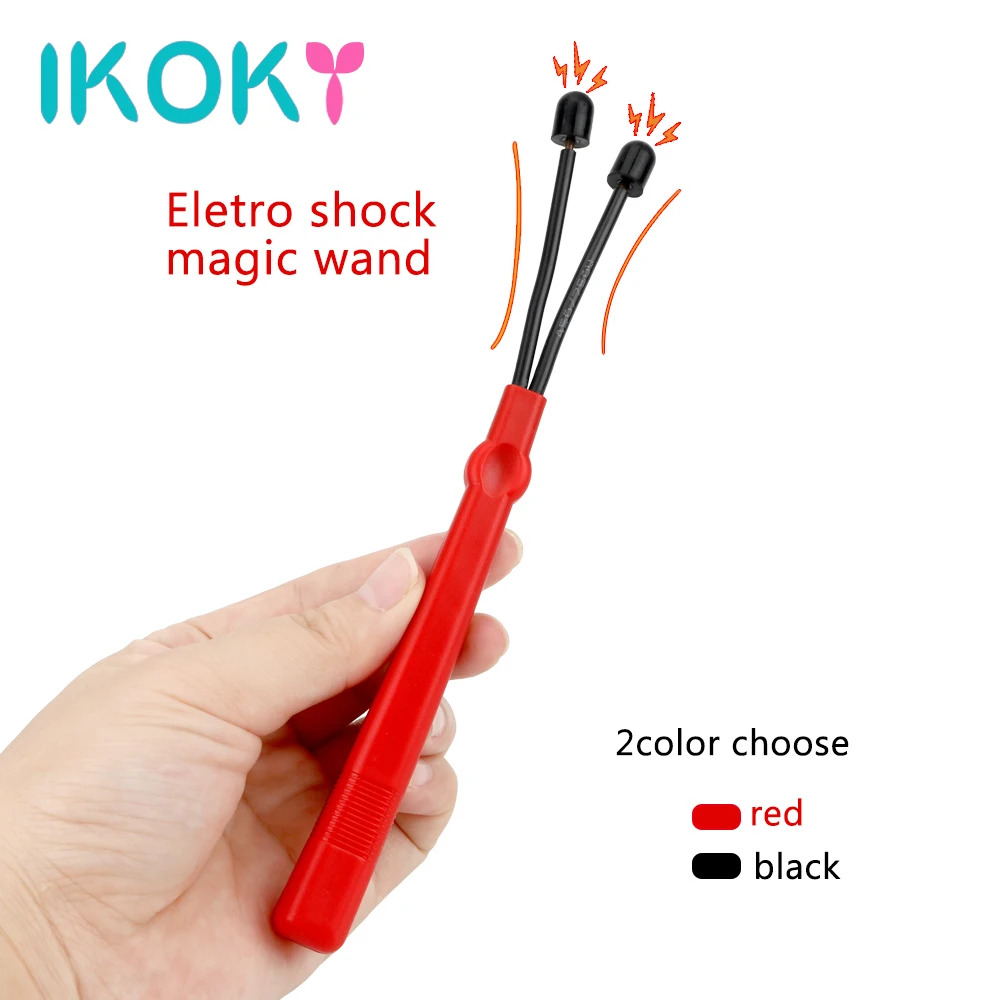 IKOKY Electric Shock Magic Wand Massager Clitoris Stimulator Electro Stimulation Adult Games Erotic Sex Toys for Couples