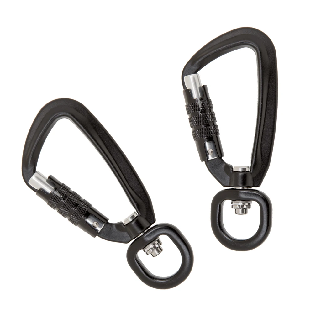 2Pcs 360º Swivel Rotating Self-Locking Carabiner Dog Hook Lead Clip For Outdoor Camping Hiking Hanging Keychain Hammock
