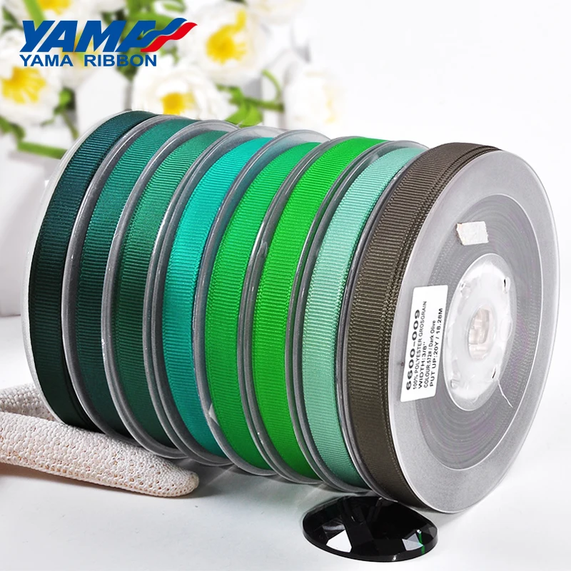 YAMA-Grosgrain Ribbon for DIY Dress, Green Series, 50mm, 57mm, 63mm, 75mm, 100mm, Wholesale, House Ribbons