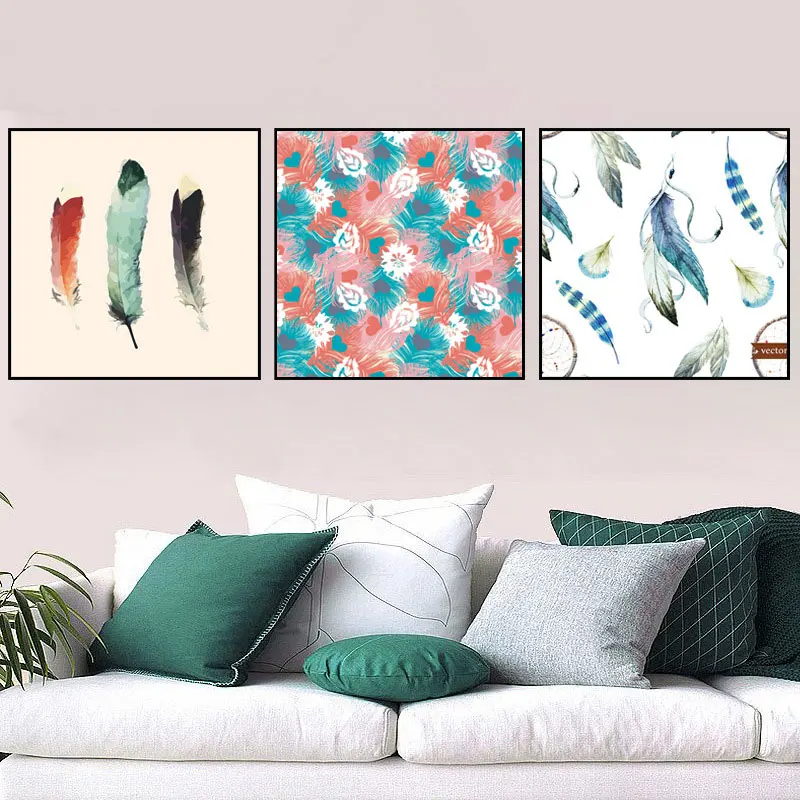 Exotic Sentiment Stories Ethnic Stamping Elephants Feathers Birds European Livingroom Background Canvas Art Poster Painting
