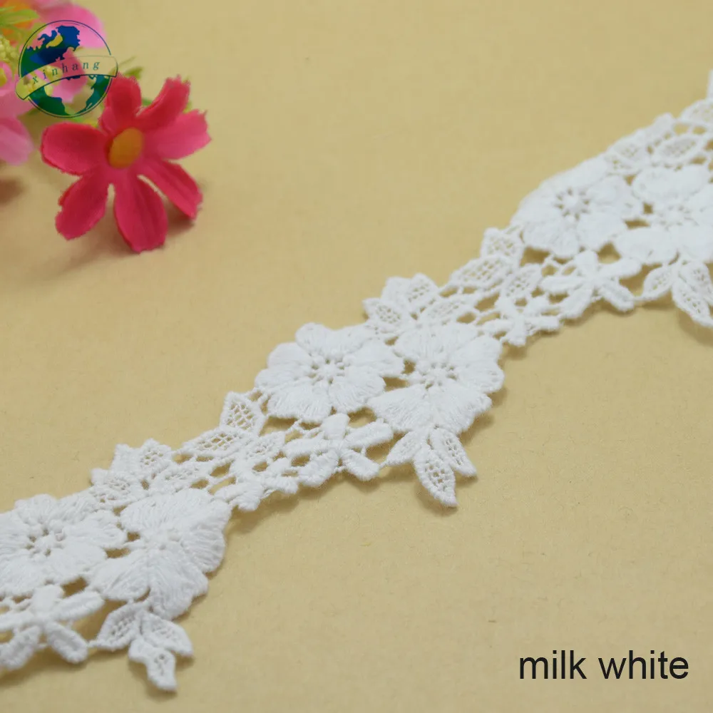 5cm White Cotton Embroid Lace Sewing Ribbon Guipure African Lace Fabric Trim Warp Knitting DIY Garment Accessories#3266