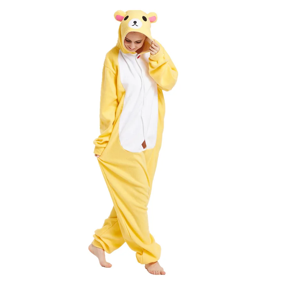 Adults Polar Fleece Rilakkuma Animal Kigurumi Women\'s Men\'s Onesies Pajamas Cosplay Costume for Halloween and Carnival Party