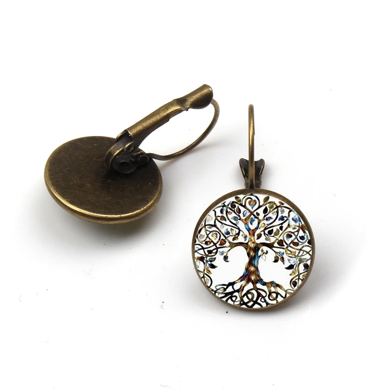 Tree of Life Flower Earring Vintage plant Cabochon Glass earrings life Tree for Pendant Women Jewelry Gifts birthday wholesale