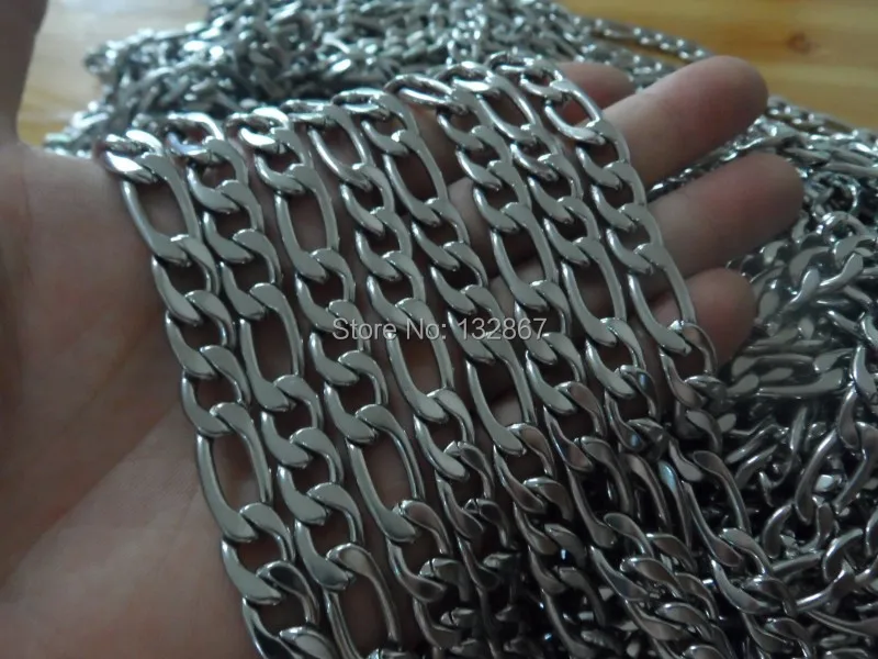 

5M Huge 9mm Wide In Bulk Jewelry Finding NK Figaro Link Chain Stainless steel High Quality DIY Necklace Bracelet