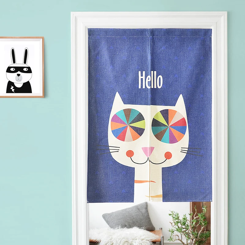 

Korean Creative Lovely Cartoon Zoo Cat Door Curtain Noren Tapestry Study Home Decor Bedroom Kitchen Curtains