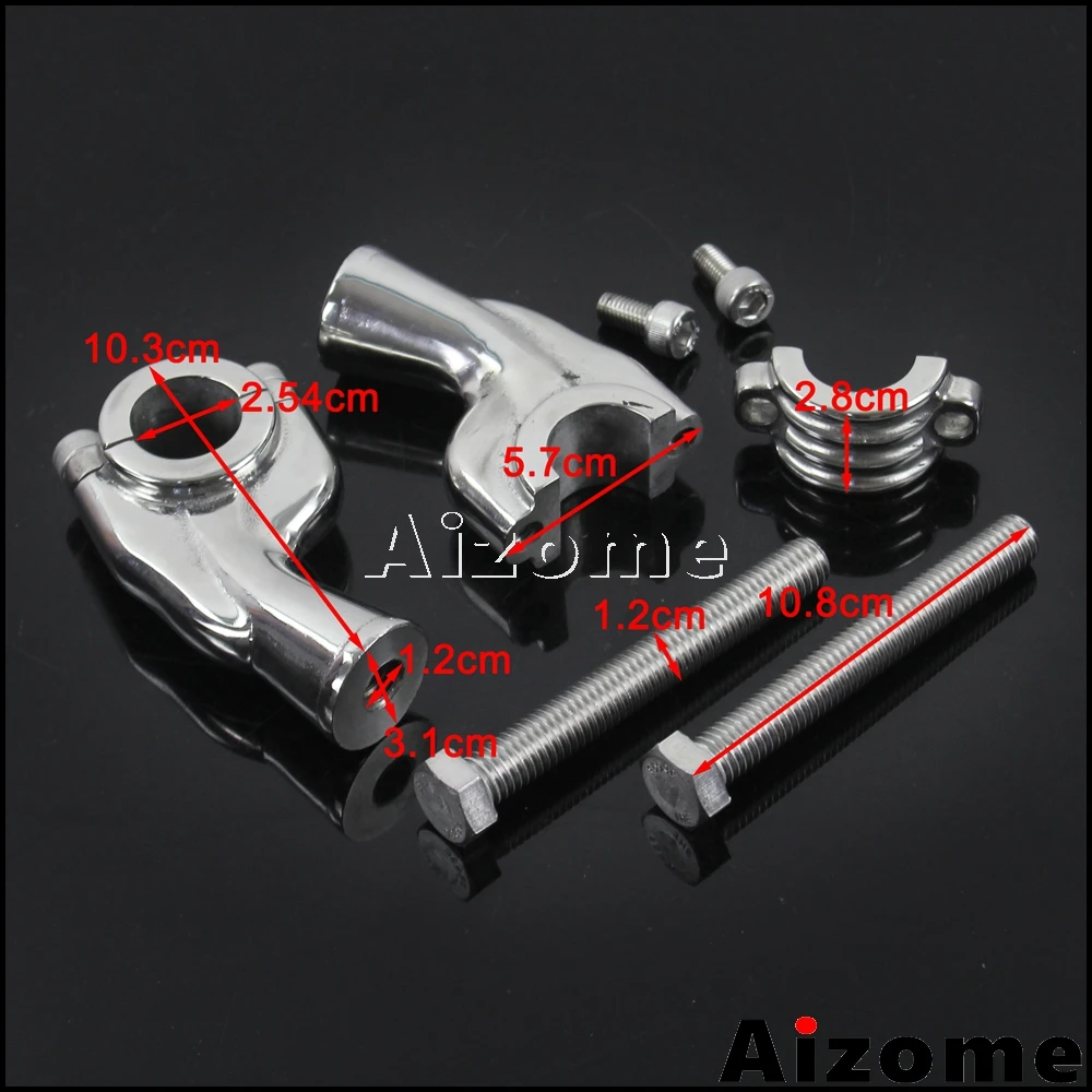 Silver Motorcycle Custom 25mm Handlebar Risers Clamps For Harley Honda Yamaha Cruiser Vintage Style 1\