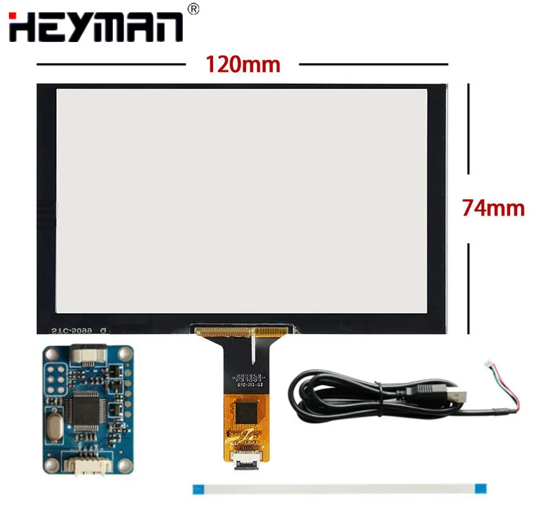 5 Inch 120mm*73mm Capacitive Touch Digitizer Raspberry Pi GPS Navigation Touch Screen Panel Glass+USB Driver Board