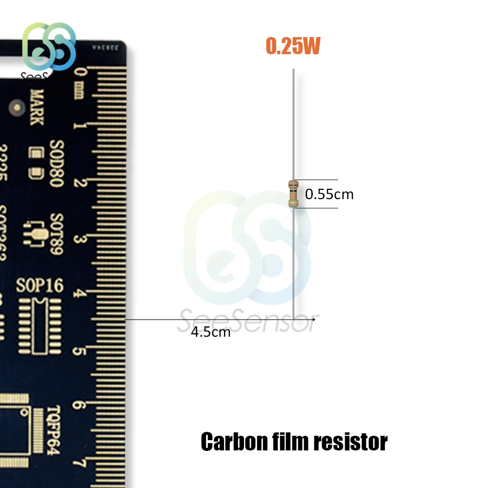 100 pezzi 5% 1/4W 0.25W resistore a pellicola di carbonio 1R 10R 100R 220R 1K 2.2K 4.7K 10K 22K 47K 100K 220K 470K 1mmu Ohm resistenza